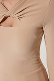 Bisküvi Cut Out Detaylı Fitilli Örme Bluz SF00005