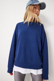 Lacivert Basic Mevsimlik Modal Örme Sweatshirt AN00212
