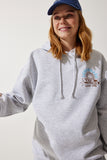 Gri Kapüşonlu Şardonlu Örme Sweatshirt UB00251