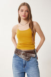 Sarı Haki İp Askılı 2'Li Örme Bluz LD00045
