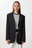 Siyah Vatkalı Oversize Dokuma Ceket KT00028