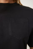 Siyah Pamuklu Crop Örme T-Shirt CR00443
