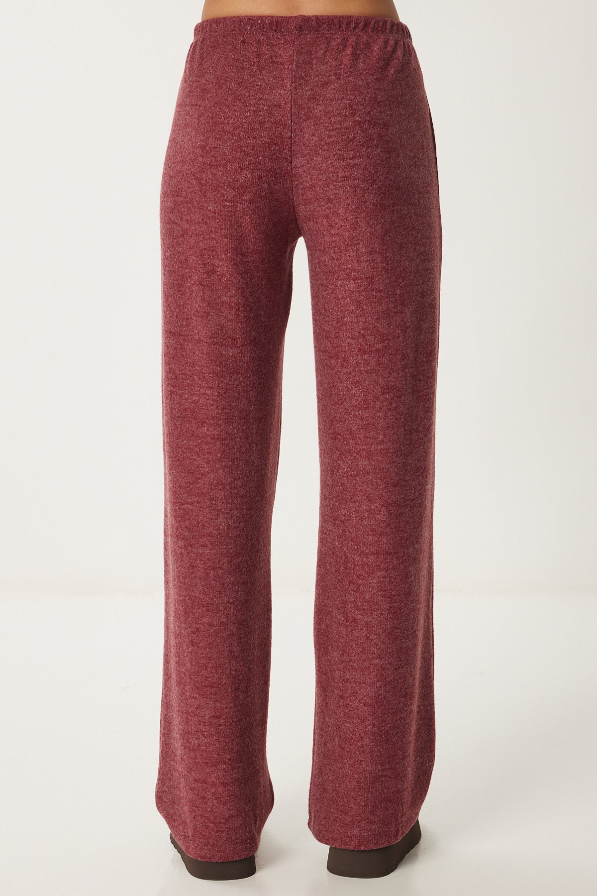 Bordo Yumoş Bol Örme Pantolon UB00295