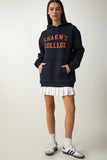 Koyu Lacivert Baskılı Kapüşonlu Şardonlu Sweatshirt OW00012