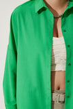 Koyu Yeşil Oversize Uzun Basic Gömlek  DD00842
