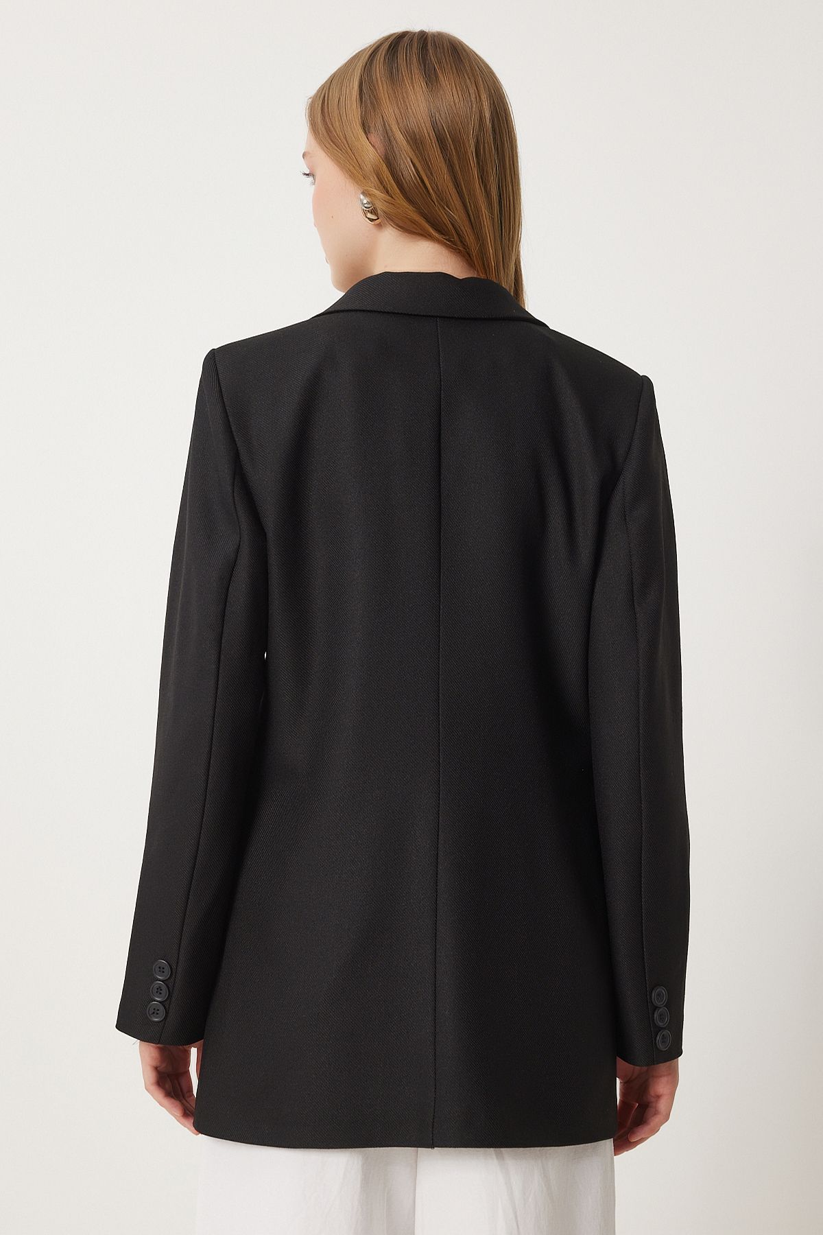Siyah Vatkalı Dokuma Blazer Ceket HL00005