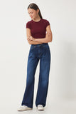 Koyu Mavi Orta Bel Geniş Paça Bol Jeans UT00023