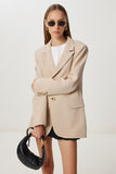 Koyu Krem Vatkalı Oversize Dokuma Ceket KT00028