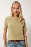Açık Yeşil Pamuklu Basic Örme T-Shirt AG00001