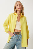 Koyu Sarı Oversize Uzun Basic Gömlek  DD00842