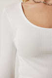 Beyaz Siyah U Yaka Fitilli 2'Li Paket Crop Triko Bluz PF00069
