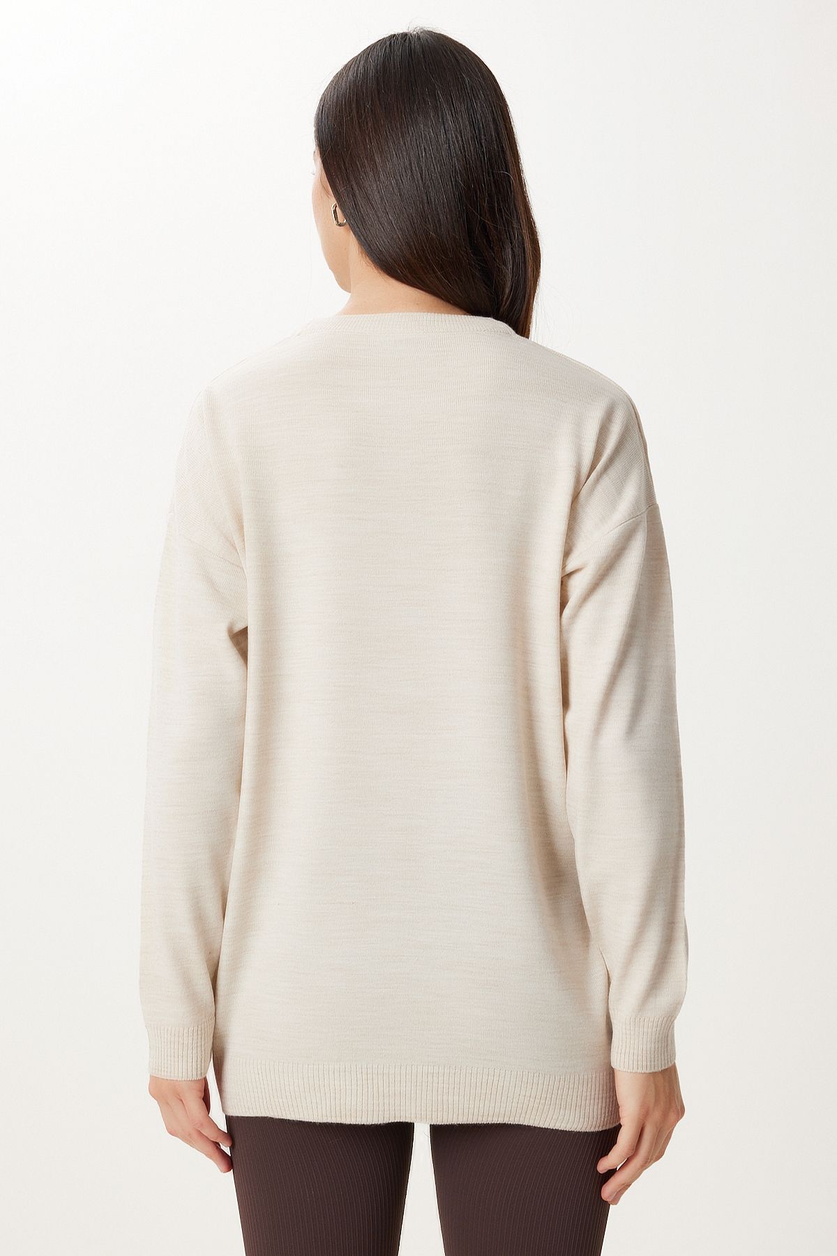 Bej Bisiklet Yaka Basic Kazak BV00077
