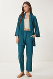 Zümrüt Yeşili Kimono Pantolon Örme Takımı BY00050
