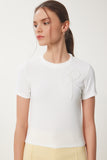Kemik Boncuklu Fiyonk Detaylı Örme T-Shirt ZV00290
