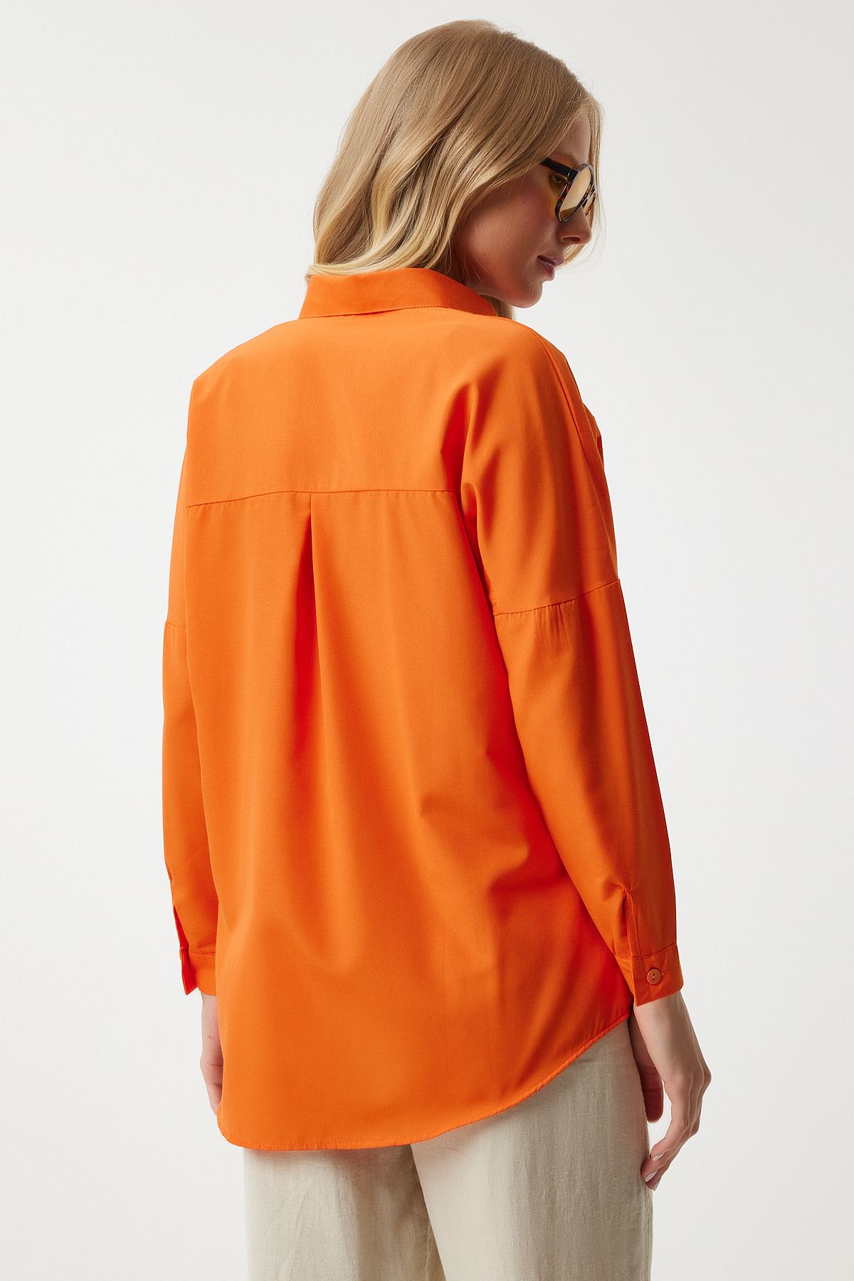 Oranj Oversize Uzun Basic Gömlek DD00842