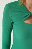 Yeşil Cut Out Detaylı Fitilli Örme Bluz SF00005