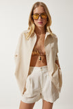 Latte Tek Cepli Boyfriend Poplin Gömlek CY00014