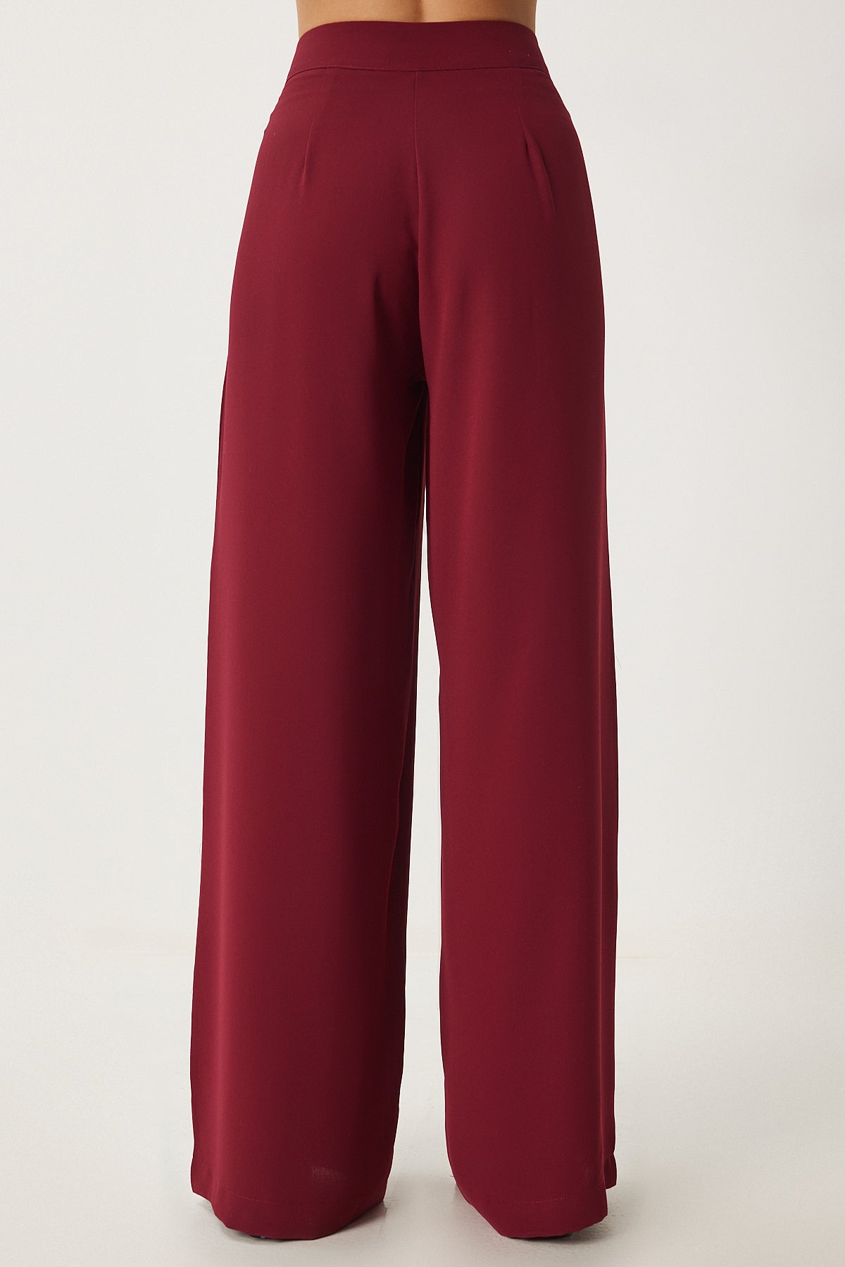 Bordo Cepli Dokuma Palazzo Pantolon UL00052