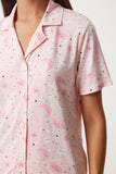 Açık Pembe Desenli Gömlek Pantolon Pijama Takımı EC00043