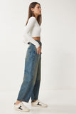 Mavi Yüksek Bel Soluk Efektli Baggy Jeans UT00027