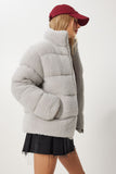 Gri Dik Yaka Peluş Şişme Mont QA00002