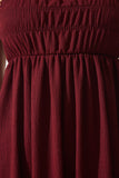 Bordo Askılı Krinkıl Yazlık Örme Elbise UB00250