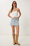 Açık Mavi Mini Denim Şort Etek RC00160