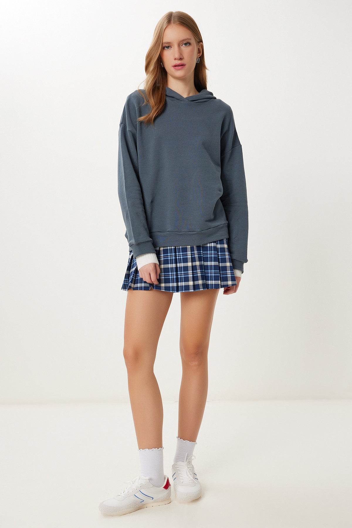 Füme Kapüşonlu Örme Sweatshirt UB00456