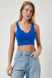 Kobalt Mavi Askılı Crop Örme Bluz OW00030
