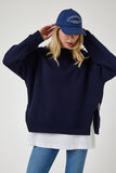 Lacivert Fermuar Detaylı Şardonlu Örme Sweatshirt UB00148