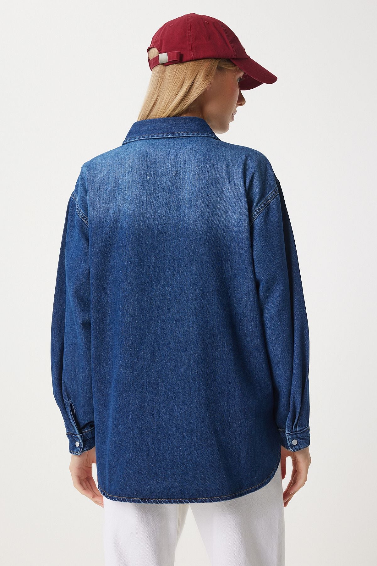 Koyu Mavi Kapaklı Cepli Denim Gömlek UL00044