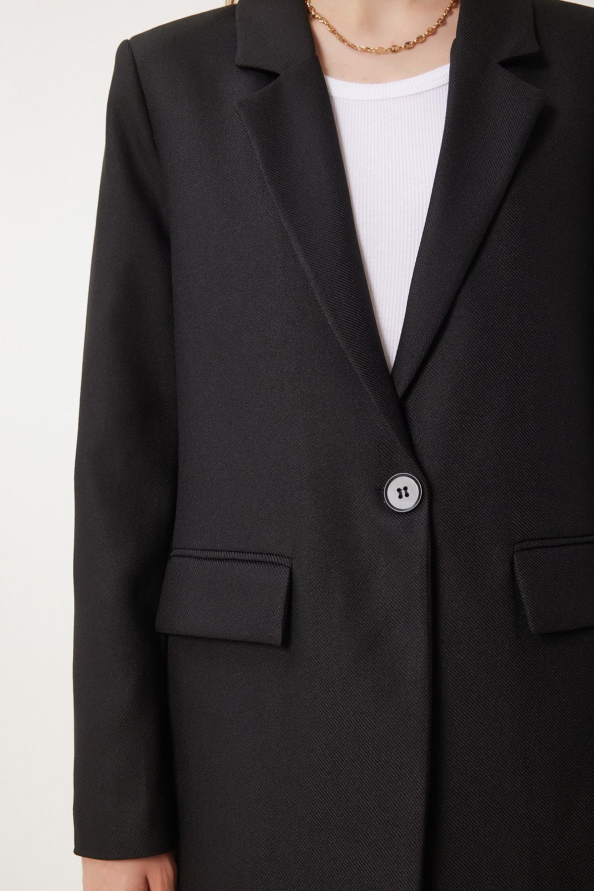 Siyah Vatkalı Dokuma Blazer Ceket HL00005