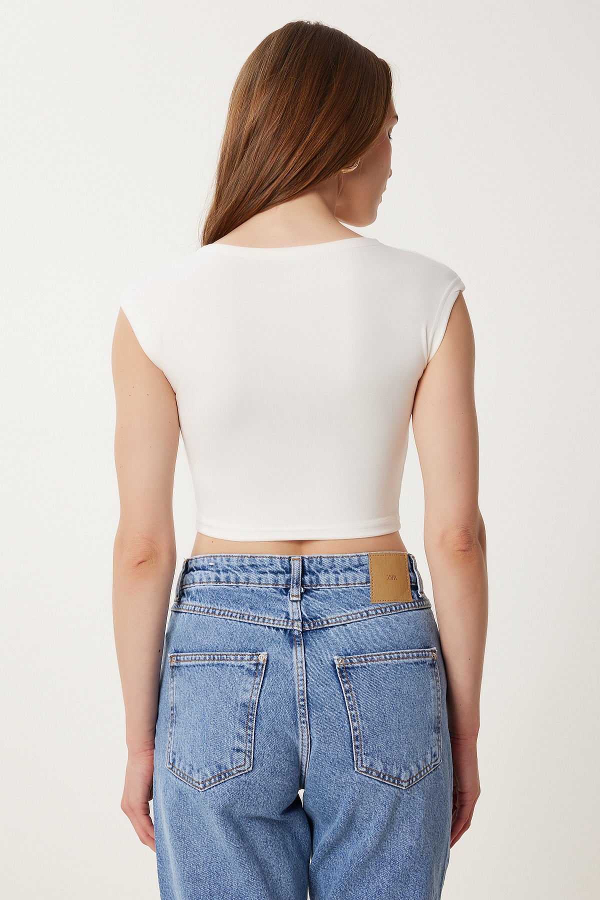Siyah Beyaz 2’Li Paket Basic Crop Örme Bluz ZV00327
