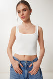 Siyah Beyaz 2'li Paket Fitilli Crop Triko Bluz GA00006