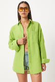 Fıstık Yeşili Oversize Basic Müslin Gömlek  MX00150
