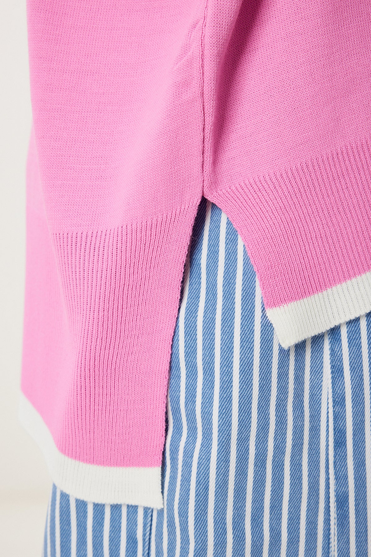 Pembe V Yaka Oversize Triko Kazak BV00081
