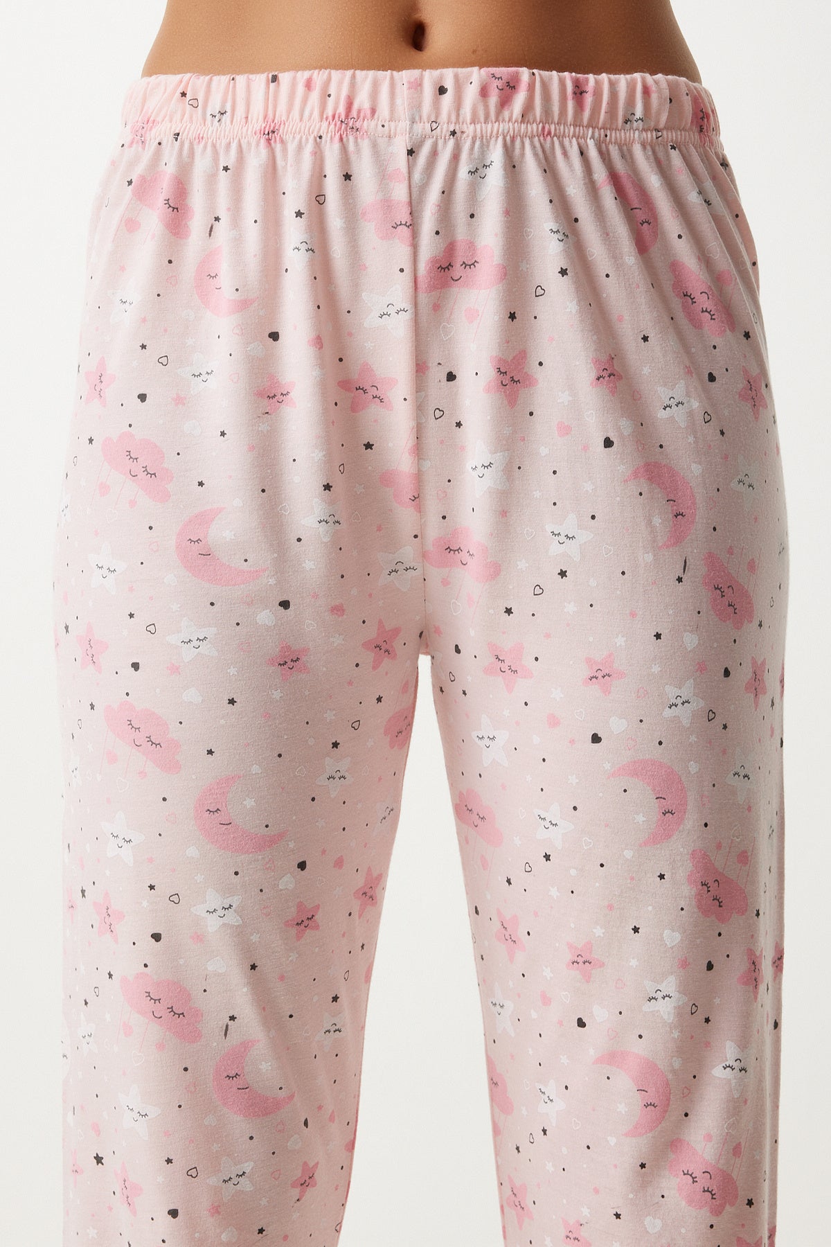 Açık Pembe Desenli Gömlek Pantolon Pijama Takımı EC00043