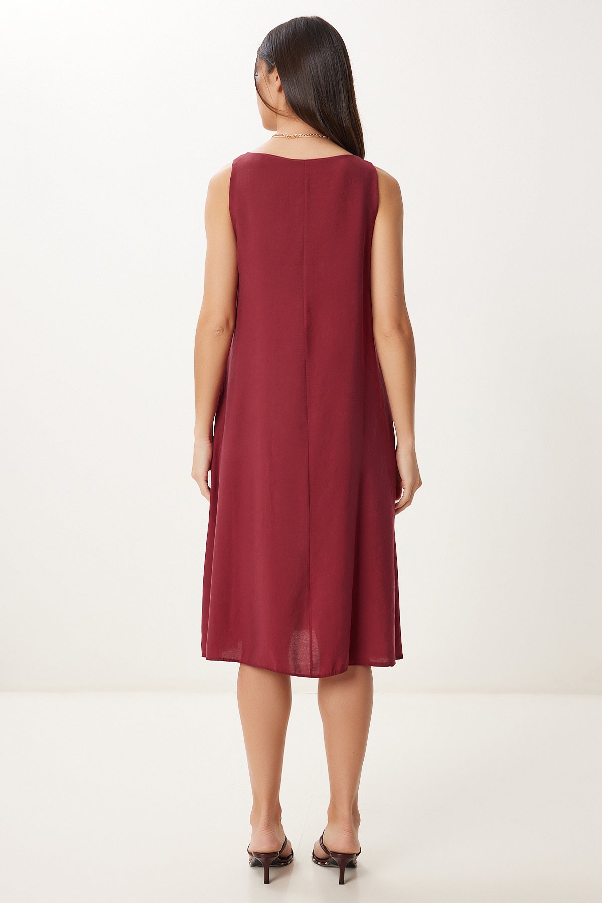 Bordo Kolsuz Basic Modal Elbise PB00050