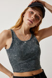 Antrasit Halter Yaka Yıkamalı Crop Örme Bluz NJ00135