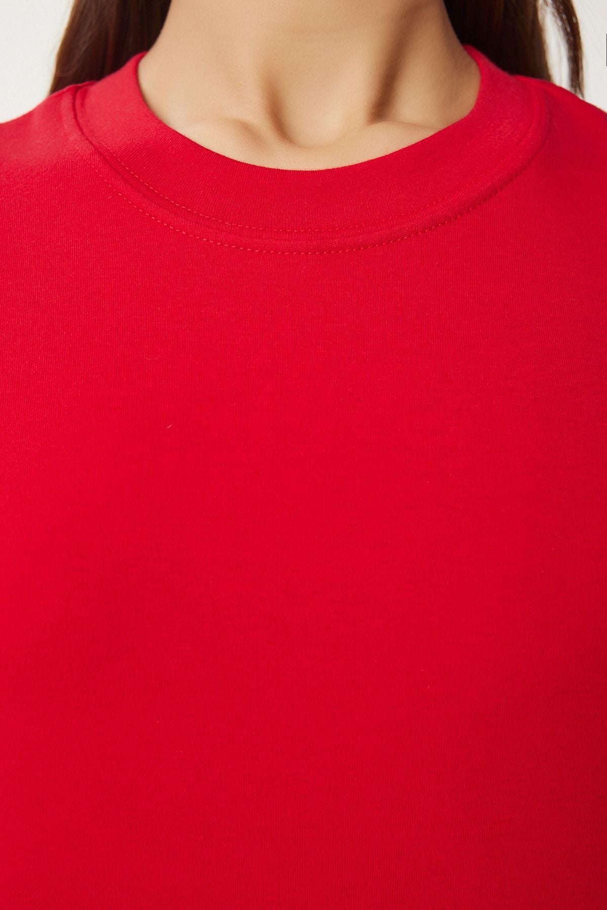 Kırmızı Pamuklu Basic Örme T-Shirt AG00001