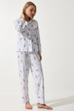 Leylak Desenli Gömlek-Pantolon Örme Pijama Takımı TK00092