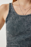 Antrasit Halter Yaka Yıkamalı Crop Örme Bluz NJ00135