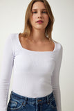 Siyah Beyaz Kare Yaka 2'li Paket Örme Bluz GT00056