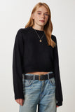 Siyah Basic Crop Triko Kazak Kİ00149