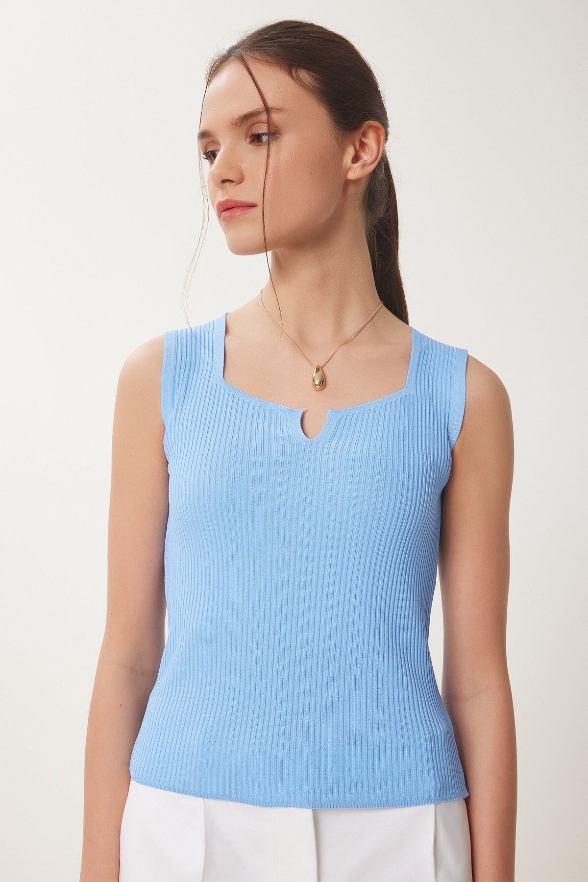 Mavi Kolsuz Yazlık Triko Bluz MT00157