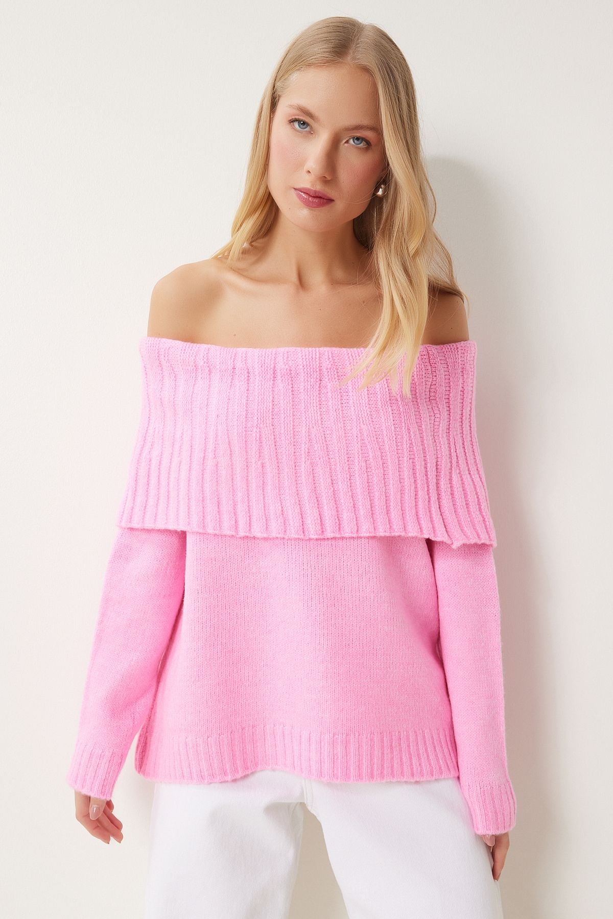 Pembe Madonna Yaka Triko Kazak MT00156