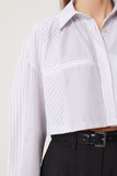 Beyaz İnce Çizgili Crop Poplin Gömlek FN03137