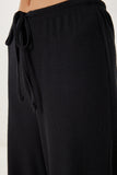 Siyah Geniş Paça Fitilli Örme Pantolon UB00444