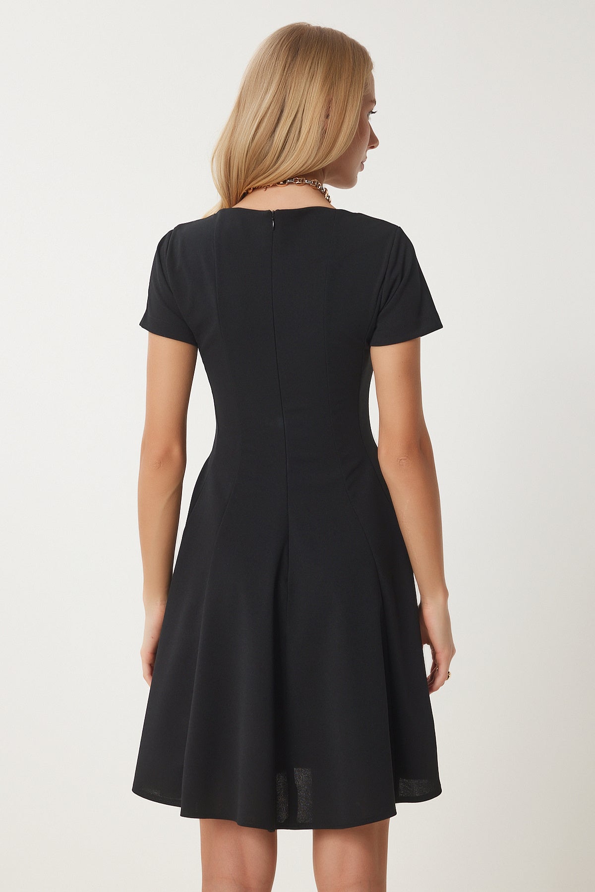 Siyah Godeli Mini Dokuma Elbise UB00300