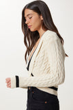 Krem Kontrast Renkli Crop Triko Kazak RW00007
